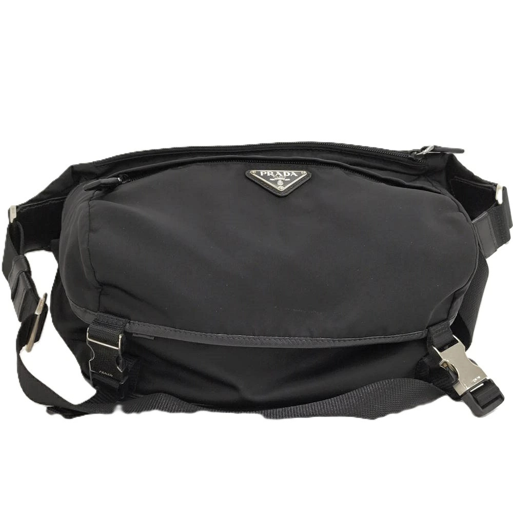 Prada Shoulder Bag Triangle Plate Black